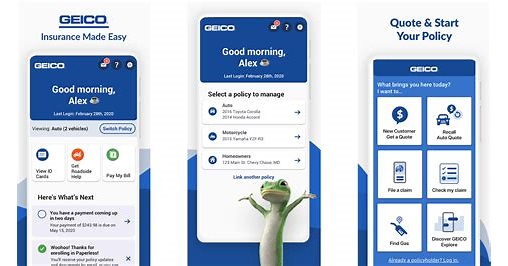 Geico Mobile App for Car Insurance Management